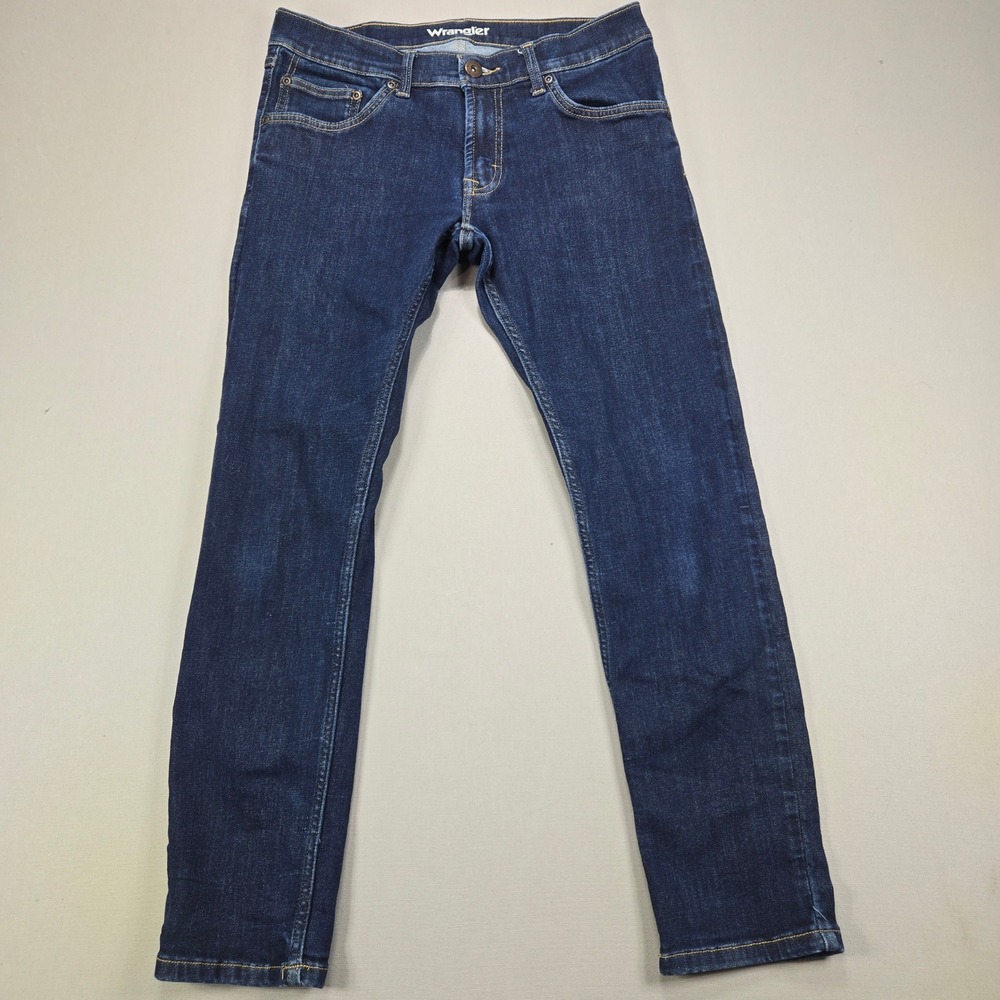 Wrangler Jeans Slim Straight Dark Wash Stretch Denim Blue Mens 30x30